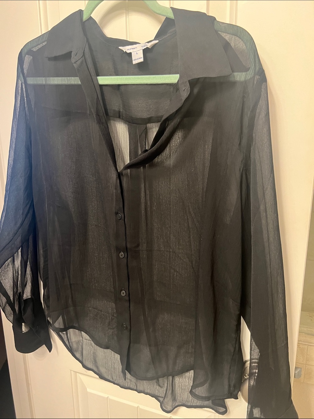 Sheer Black Button Down Womens Shirt
